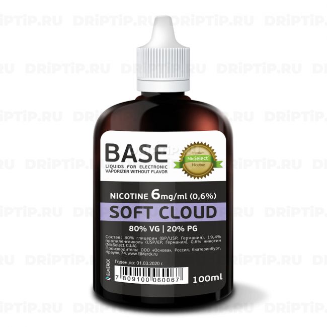 Основа ElMerck Soft Cloud Premium 80/20 100ml Основа ElMerck Soft Cloud Premium 80/20 100ml