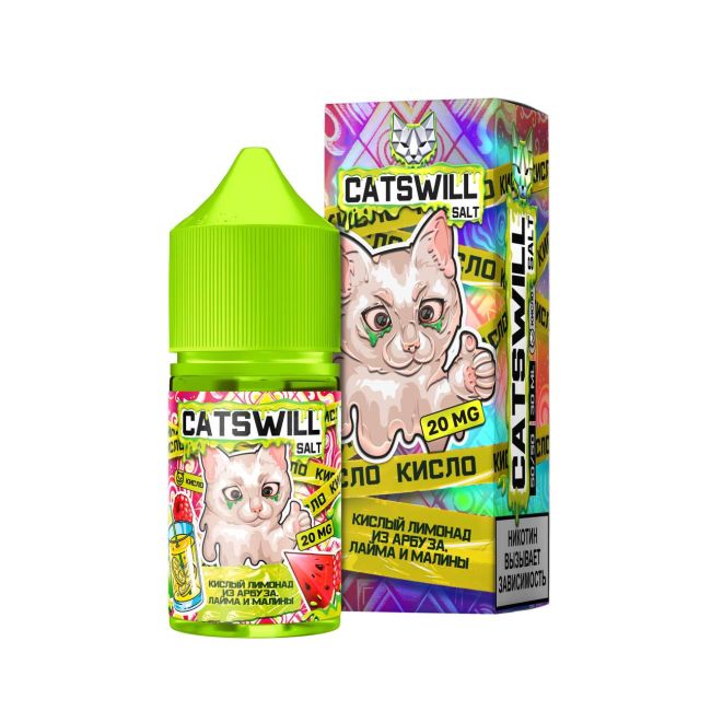 Жидкость Catswill Sour Salt - Кислый Лимонад из Арбуза Лайма и Малины Жидкость Catswill Sour Salt - Кислый Лимонад из Арбуза Лайма и Малины